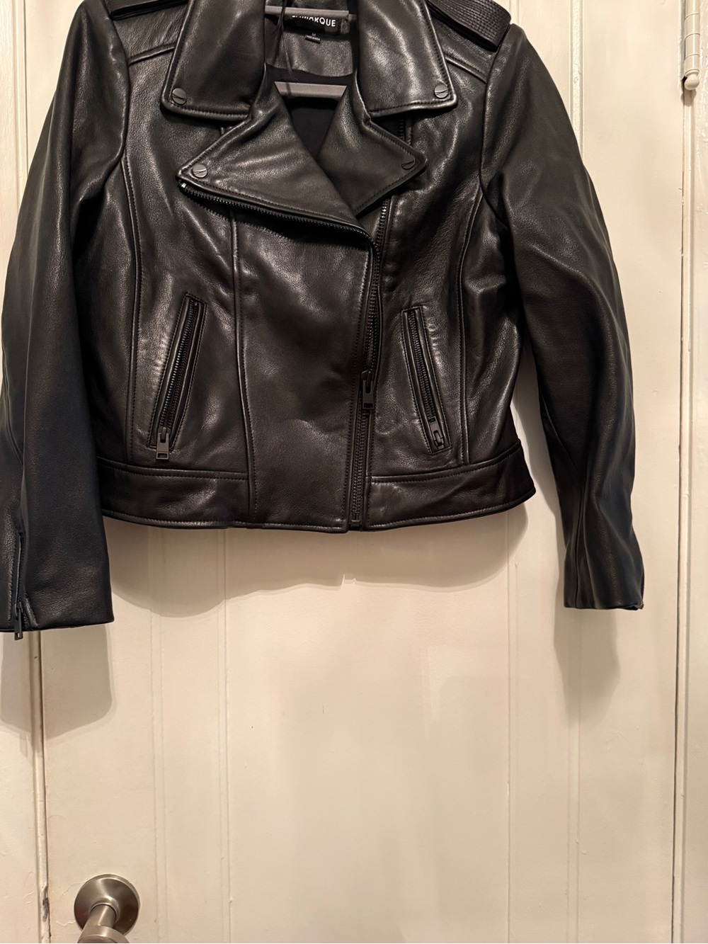 Lamarque Black Leather Asymmetrical Moto Jacket